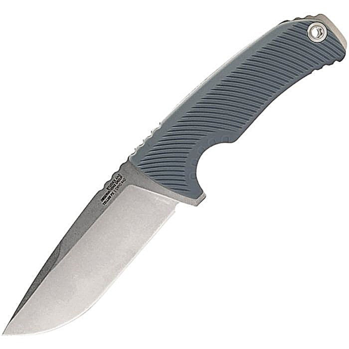 SOG17060243 9" (22.86cm) overall. 4.25" (10.8cm) stonewash finish 440 stainless blade. Wolf gray textured GRN handle. Full tang. Lanyard hole. Green nylon belt sheath. Clam packed.