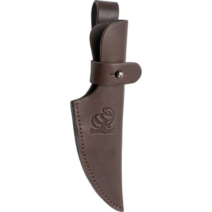 BVRBSH7 8.5" (21.59cm) overall. 3.5" (8.89cm) satin finish Scandi grind 1066 carbon steel blade. Walnut handle. Full tang. Lanyard hole. Brown leather belt sheath.