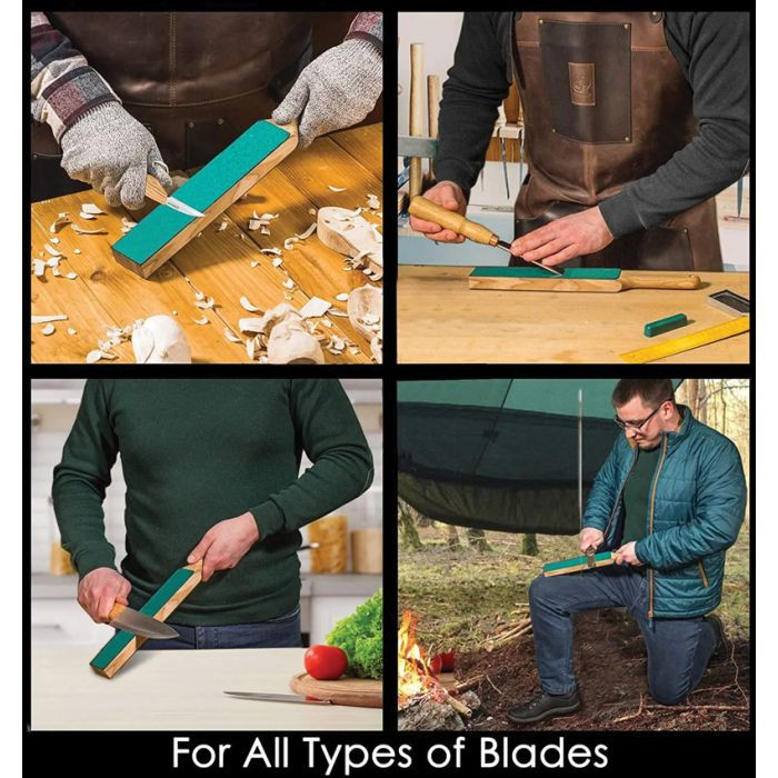 BVRLS6P1 14.5" overall. 9.5" overall cowhide leather strop. Ashwood handle. Comes with green compound