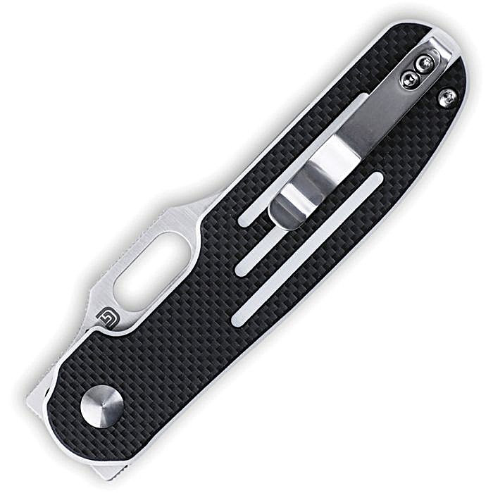 KI4562A2 4.13" (10.49cm) closed. 3.25" (8.26cm) satin finish S35VN stainless blade. Black and white G10 handle. Pocket clip. Thumb pull. Black nylon pouch