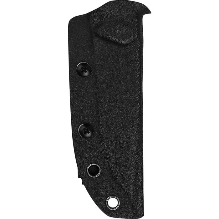 KI1067A1 8.13" (20.65cm) overall. 4" (10.16cm) black stonewash finish S35VN stainless blade. Black aluminum handle with Gold aluminum foil carbon fiber inlay. Full tang. Lanyard hole. Black Kydex belt sheath.