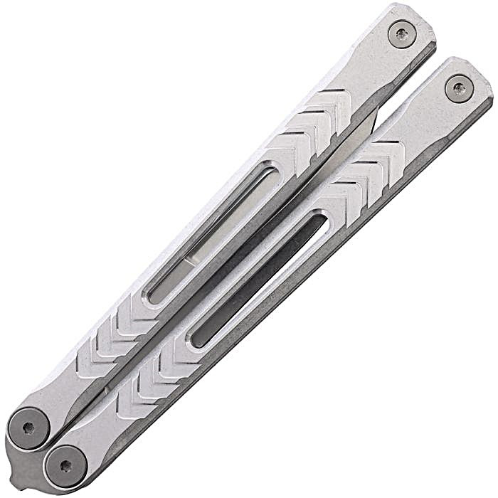 REVNXSBBSL 5.75" (14.61cm) closed. 4.5" (11.43cm) stonewash finish 154CM stainless clip point blade. Tumbled finish aluminum handle.