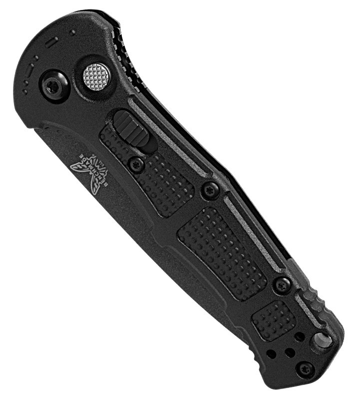 9570BK-02 Benchmade Auto Mini Claymore Black Grivory Handle, Drop Point Cobalt Black 154CM Blade.