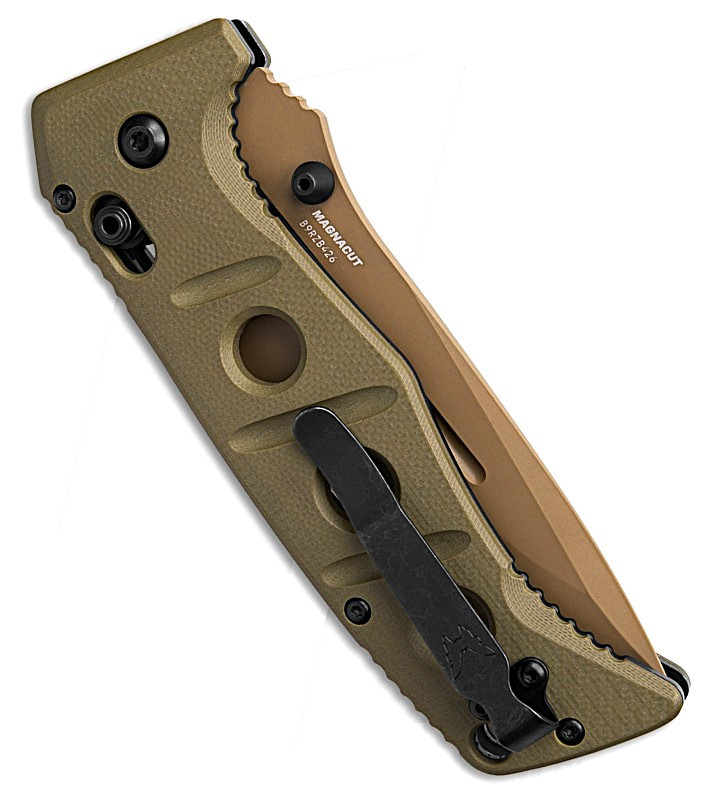 275SFE-04 Shane Sibert Adamas Folding Knife 3.78" MagnaCut Flat Dark Earth Combo Blade, OD Green G10 Handles, AXIS/Crossbar Lock, Ballistic Nylon Sheath