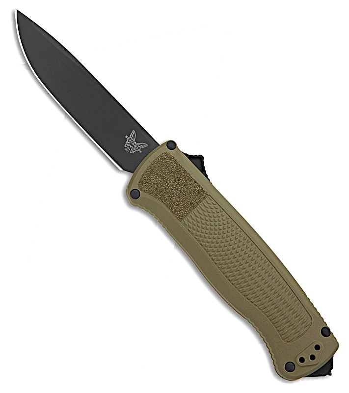 5371BK-01 Shootout OTF Knife 3.494" CPM-CruWear Black DLC Drop Point Blade, Ranger Green Grivory Handle