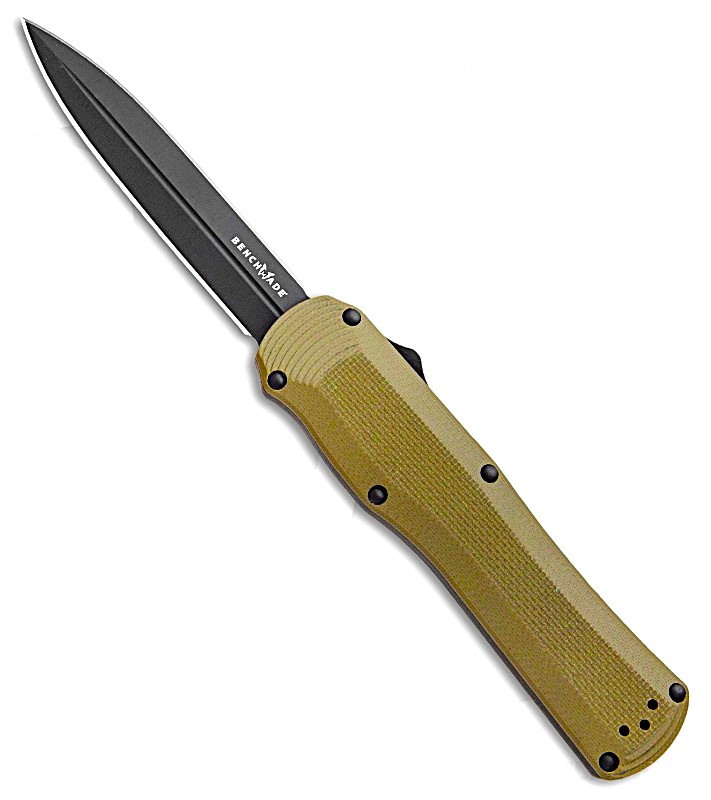 3400BK-1 Autocrat AUTO OTF Knife 3.71" Black DLC S30V Double Edge Dagger Blade, OD Green G10 Handle
