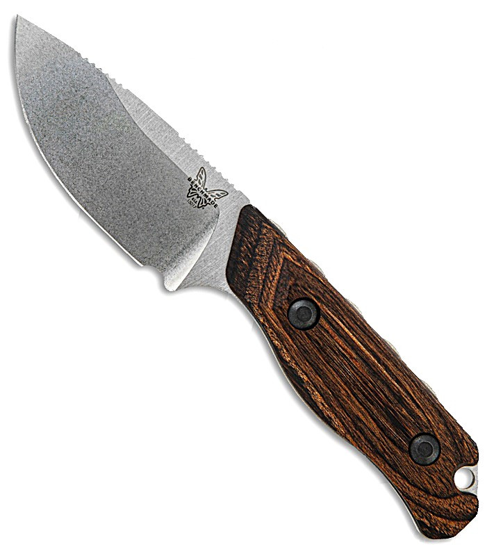 15017 Hunt Hidden Canyon Hunter Fixed Blade Knife 2.79" S30V Drop Point, Stabilized Wood Handle, Leather Sheath
