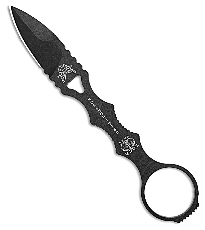 177BK Mini SOCP Dagger 2.22" Black Spear Point Blade, Black Injection Molded Sheath