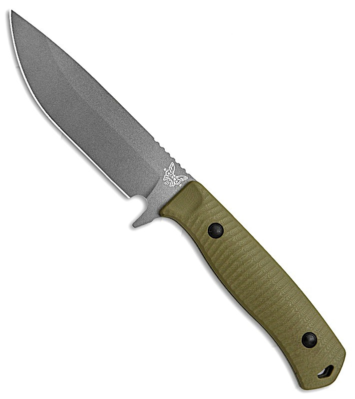 539GY Anonimus Fixed Blade Knife 5" CPM-CruWear Tungsten Gray Drop Point, OD Green G10 Handles, Boltaron Sheath