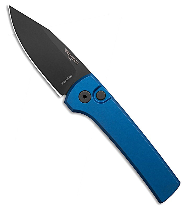 Pro-Tech Chaves Scapegoat Compact Auto Knife 3.2" DLC MagnaMax Clip Point Blade, Solid Blue Aluminum Handle