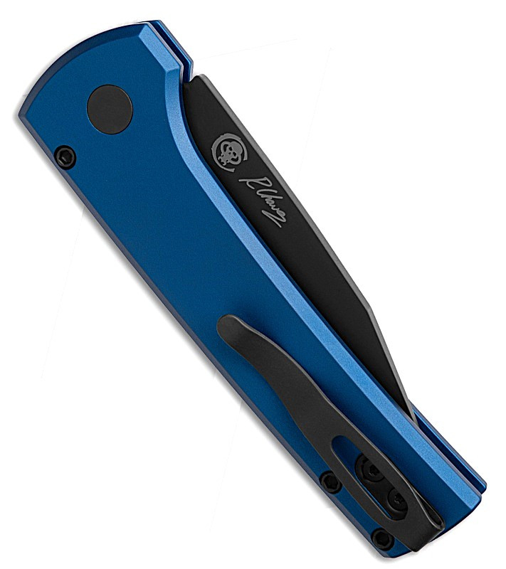 Pro-Tech Chaves Scapegoat Compact Auto Knife 3.2" DLC MagnaMax Clip Point Blade, Solid Blue Aluminum Handle