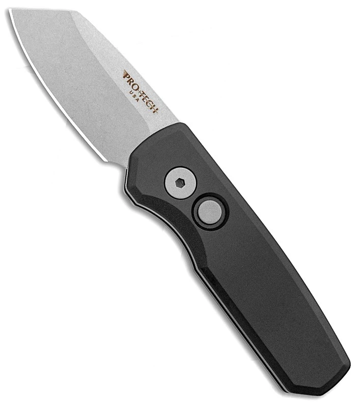 Pro-Tech Runt-5 Automatic Smooth Black Handle, Reverse Tanto CPM-20CV Blade