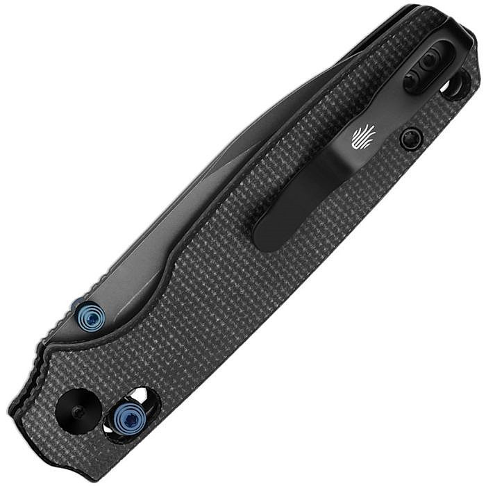 KIV3789A1 4.25" (10.8cm) closed. 3.25" (8.26cm) gray stonewash finish AEB-L stainless drop point blade. Black canvas micarta handle. Thumb stud. Lanyard hole. Pocket clip.
