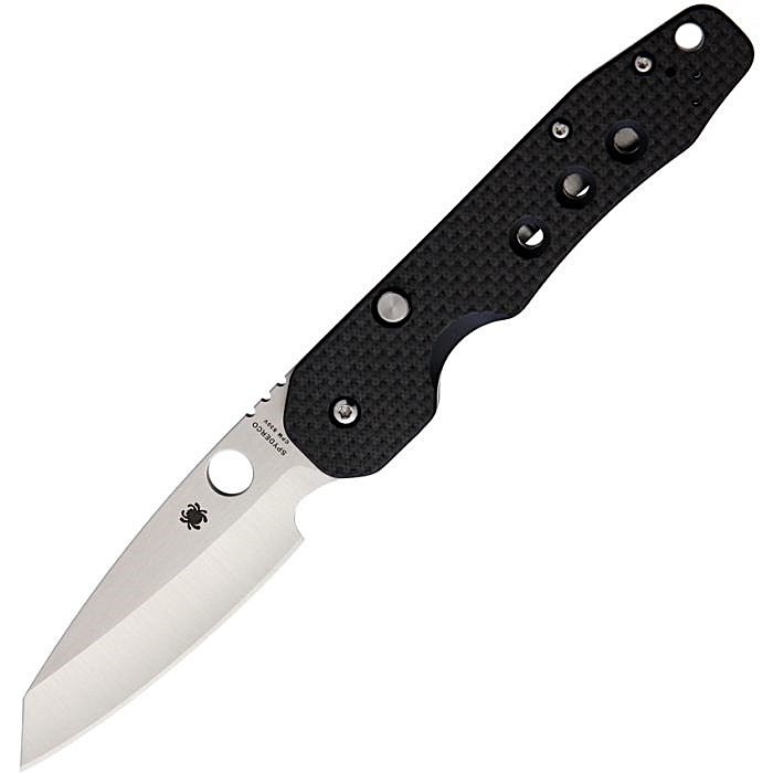 SC240CFP 4.5" (11.43cm) closed. 3.5" (8.89cm) satin finish CPM S30V stainless blade. Carbon fiber over G10 handle. Lanyard hole. Pocket clip. Thumb pull.