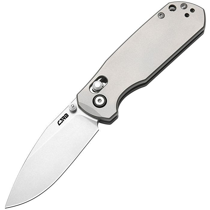 J1954GGY 4" (10.16cm) closed. 3" (7.62cm) stonewash finish S90V steel drop point blade. Gray titanium handle. Thumb stud. Lanyard hole. Pocket clip. Black nylon zippered storage case.