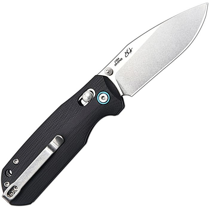 J1954BK 4" (10.16cm) closed. 3" (7.62cm) stonewash finish AR-RPM9 stainless drop point blade. Black G10 handle. Thumb stud. Lanyard hole. Pocket clip.