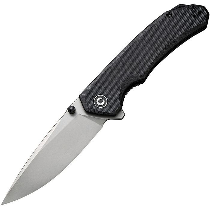 CIVC2102C 4.5" (11.43cm) closed. 3.5" (8.89cm) stonewash finish 14C28N Sandvik stainless blade. Black G10 handle. Extended tang. Lanyard hole. Pocket clip. Thumb stud.