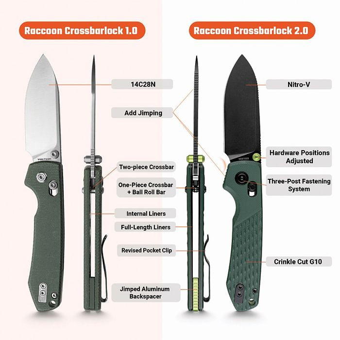 VOSA4902 4.38" (11.13cm) closed. 3.25" (8.26cm) black stonewash finish Nitro V steel drop point blade. Green sculpted G10 handle. Thumb stud. Pocket clip. Lanyard hole. Light green aluminum backspacer. Black nylon zippered storage case