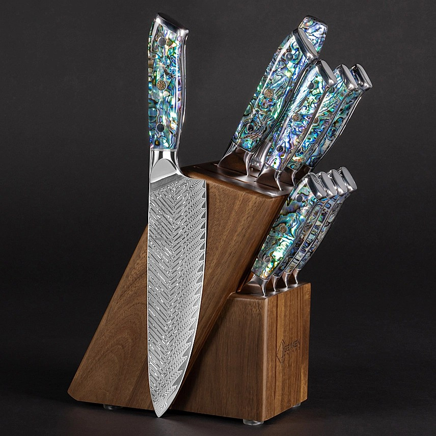 "Umi" 11-Piece Japanese Damascus Steel Knife Block Set