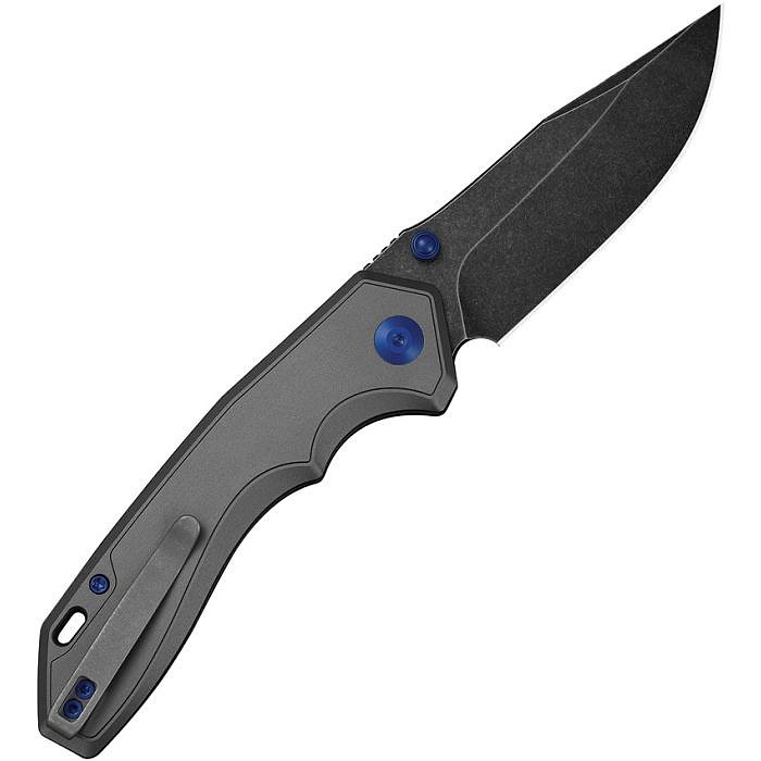 CE250931 4.63" (11.76cm) closed. 3.38" (8.59cm) black stonewash finish CPM S35VN stainless clip point blade. Gray aluminum handle. Thumb stud. Lanyard hole. Pocket clip.