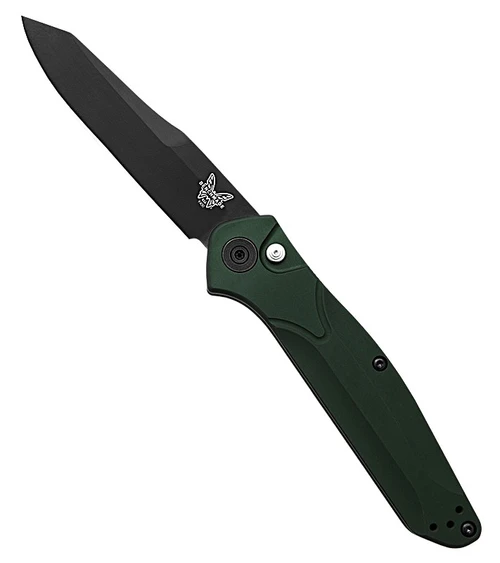 9400BK Osborne AUTO Folding 3.4" S30V Black Plain Blade, Green Aluminum Handle