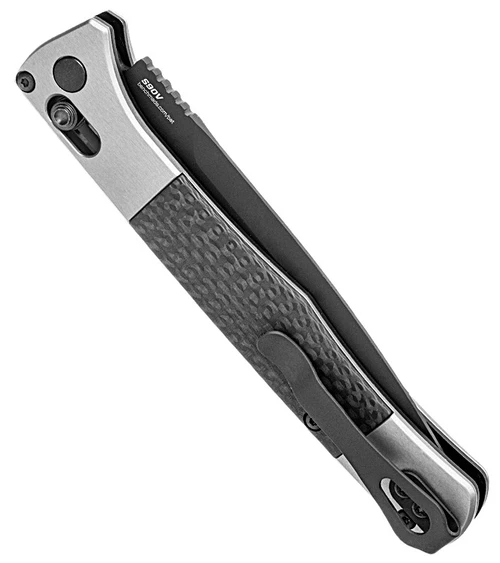 4170BK Fact AUTO Folding 3.95" S90V Black DLC Spear Point Blade, Aluminum Handle with Carbon Fiber Inlay