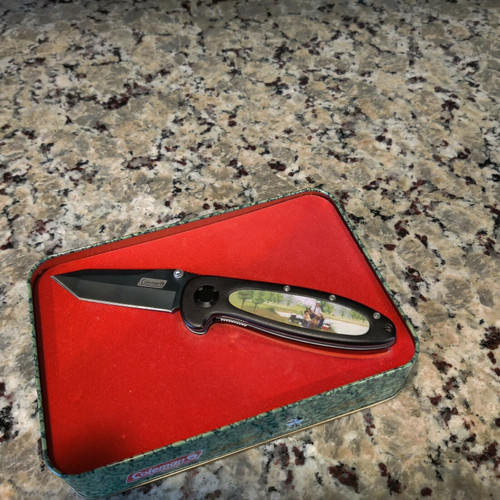 Coleman - Collectible Tin & Ltd Ed Pocket Knife Set Artist Donald Zolan.