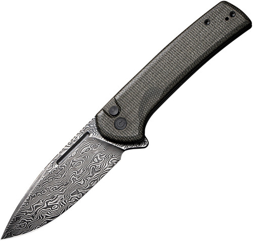 Conspirator Button Lock DRK GRN micarta/DAM