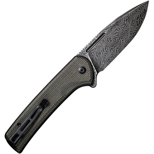 Conspirator Button Lock DRK GRN micarta/DAM