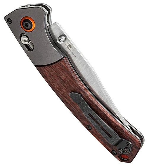 15080-2 Crooked River Stone wash CPM-S30V Clip Point Blade / Gray Bolsters / Stabilized Wood Handle