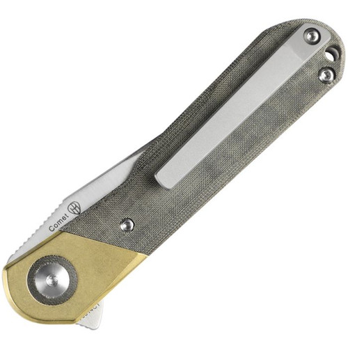 Comet Liner Lock Knife Brass & Micarta Green