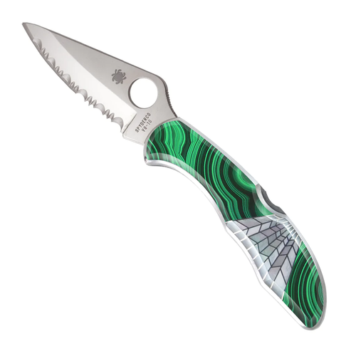 Santa Fe Stoneworks - Spyderco Delica Malachite/MOP