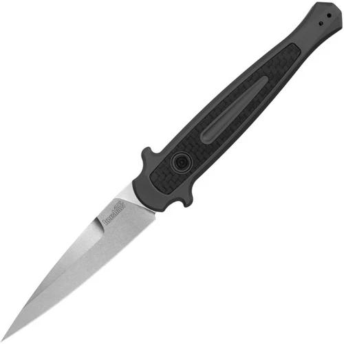 KS7150 Auto Launch 8 stonewash finish CPM-154 stainless blade. Black anodized aluminum handle with carbon fiber inlay