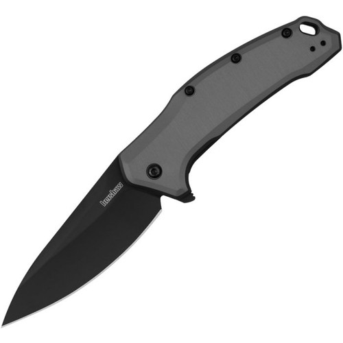 KS1776GRYBLK Link Linerlock A/O black oxide coated 420HC stainless blade. Gray anodized aluminum handle