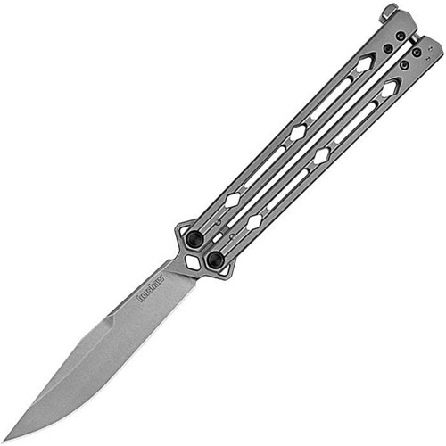 KS5150 Lucha Stonewash Finish 14C28N Sandvik Clip Point Blade