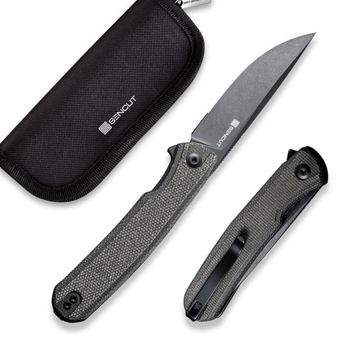 Scitus Flipper Knife Dark Green Canvas Micarta Handle