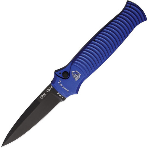 Mini-Guard Blue Tactical Automatic Knife (2.9" Black Plain)