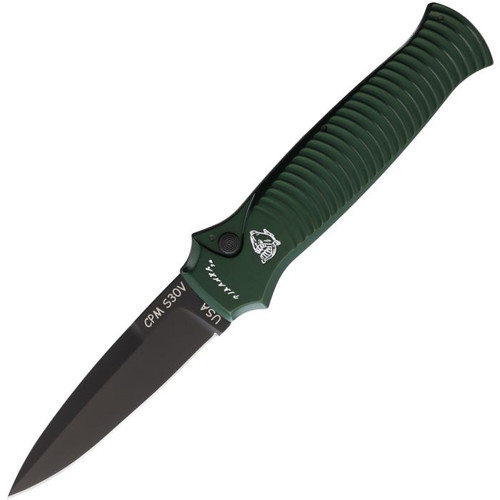 Piranha Knives - Bodyguard Automatic Knife Green Tactical (3.3" Black Plain)