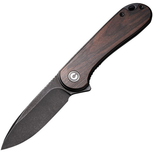 Elementum Flipper Knife Wood Handle (2.96" Black SW D2 Blade)