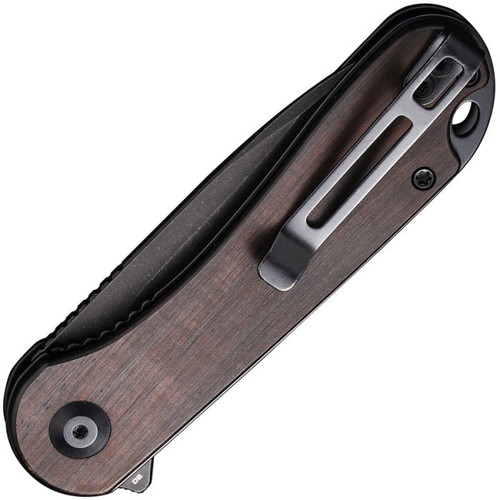 Elementum Flipper Knife Wood Handle (2.96" Black SW D2 Blade)