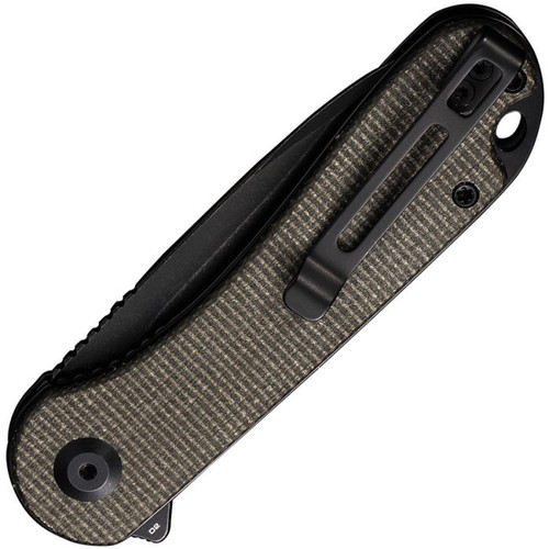 Elementum Flipper Knife Dark Green Micarta Handle (2.96" Black SW D2 Blade)