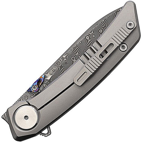 Damascus Pocket Knife With Titanium+Carbon Fiber Handle