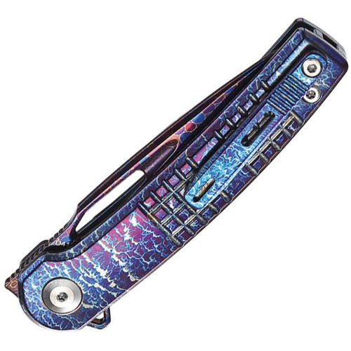 Pivot Button Lock Titanium Mosaic Damascus