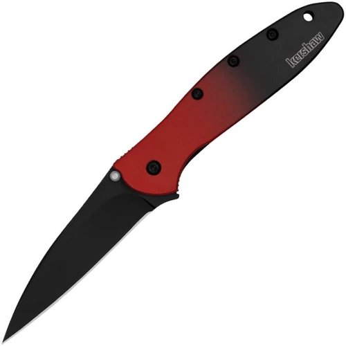 KS1660GRDBLK Ken Onion Leek CPM-MagnaCut Black Oxide Blade, Red/Black Aluminum Handle