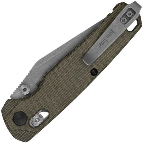 KS6106 Bel Air DuraLock CPM MagnaCut stainless clip point blade. Green canvas micarta handle