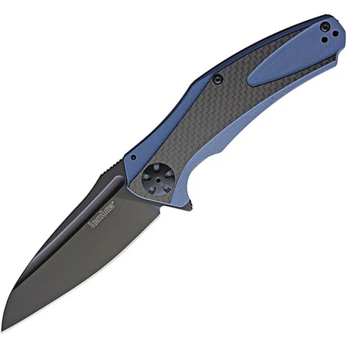 KS7008CFBLK Natrix XL Sub-Frame Lock black oxide coated 8Cr13MoV stainless blade. Blue G10 handle with carbon fiber onlay