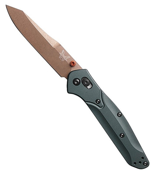940FE-2601 Osborne Reverse Tanto FDE PVD Battlewash S90V Blade / Taiga Green Aluminum Handle