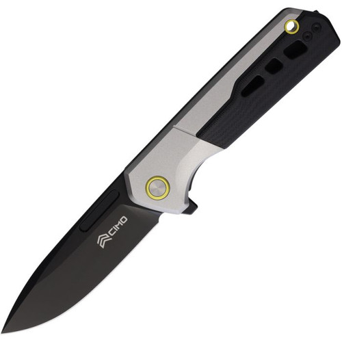 CCMHRSTRAER HydroStride Aero Black PVD Coated 14C28N Sandvik Drop Point Blade / Gray Aluminum Handle w/Black G10 Inlay