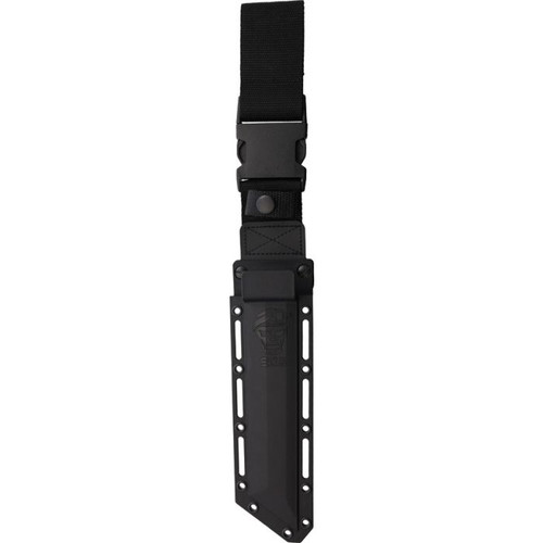 SOGBY1001BX 12.25" (31.12cm) overall. 7" (17.78cm) black oxide coated AUS-8 stainless tanto blade. Black sculpted G10 handle. Steel guard and pommel. Black injection molded belt sheath.