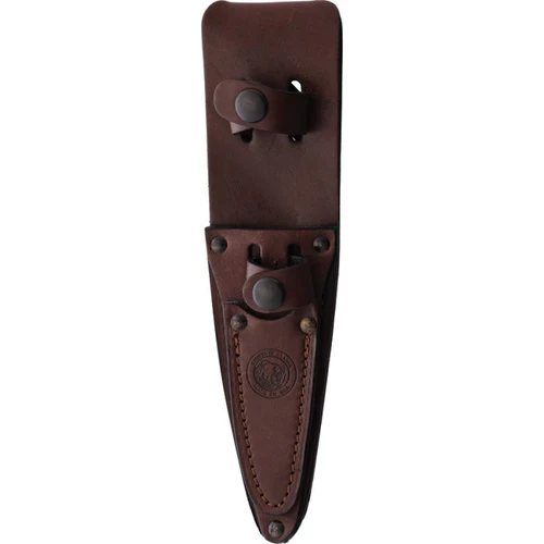 KOA00199FG Bead blast finish D2 tool steel blade. Black SureGrip handle. Full tang. Includes: 8.5" overall Whitetail with 4" guthook blade; 6.75" overall Cub with 3" blade. Brown leather belt sheath.